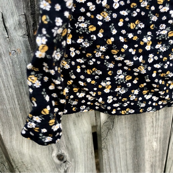 J. JILL Dress Embroidered BOHO Floral Womens Small Navy Blue Gold - Picture 7 of 12